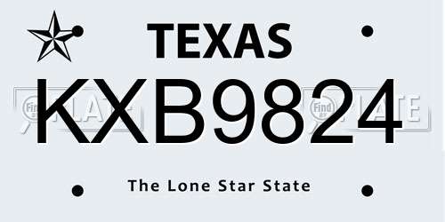 KXB9824 Texas License Plate