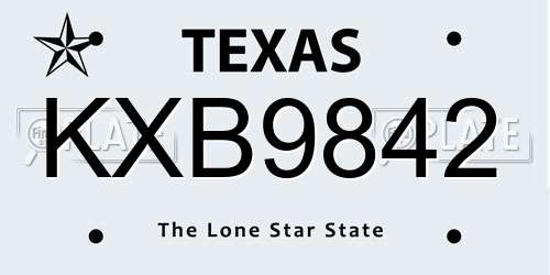 KXB9842 Texas License Plate