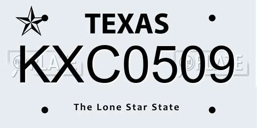 KXC0509 Texas License Plate