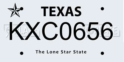 KXC0656 Texas License Plate