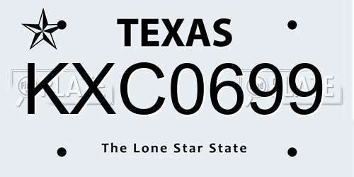 KXC0699 Texas License Plate