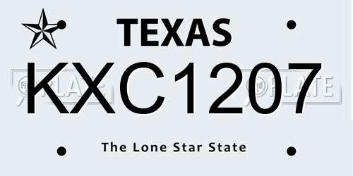 KXC1207 Texas License Plate