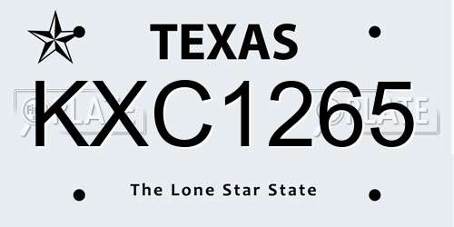 KXC1265 Texas License Plate