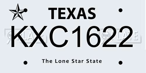 KXC1622 Texas License Plate