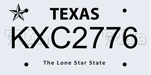 KXC2776 Texas License Plate
