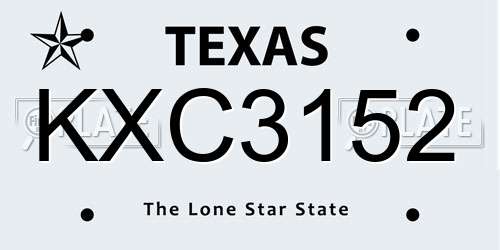 KXC3152 Texas License Plate