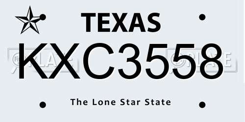 KXC3558 Texas License Plate