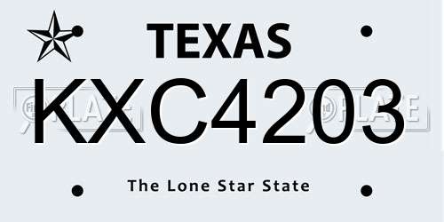 KXC4203 Texas License Plate