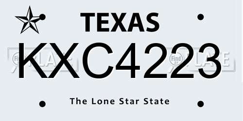 KXC4223 Texas License Plate