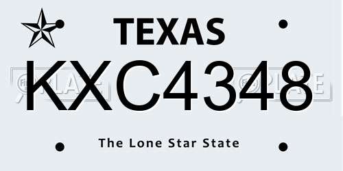 KXC4348 Texas License Plate