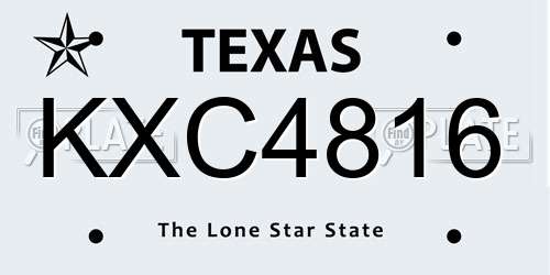 KXC4816 Texas License Plate