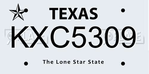 KXC5309 Texas License Plate