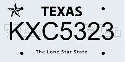 KXC5323 Texas License Plate