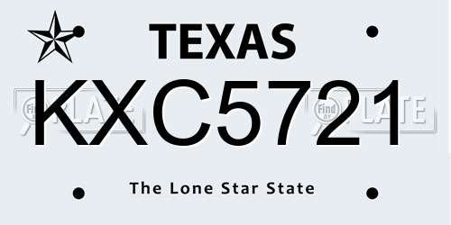 KXC5721 Texas License Plate