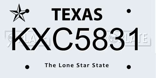 KXC5831 Texas License Plate