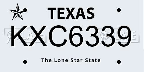 KXC6339 Texas License Plate