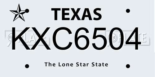 KXC6504 Texas License Plate