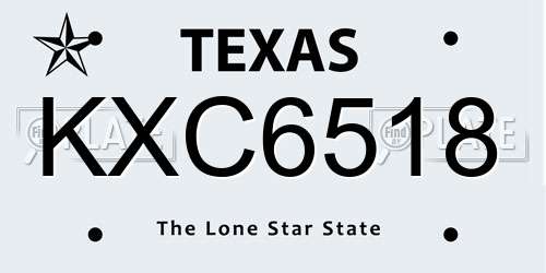KXC6518 Texas License Plate
