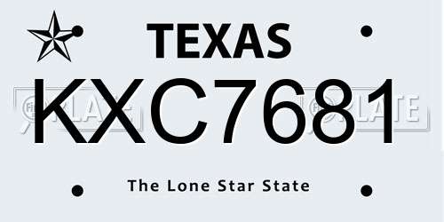 KXC7681 Texas License Plate