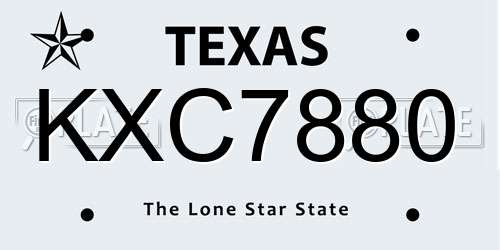 KXC7880 Texas License Plate