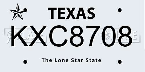 KXC8708 Texas License Plate