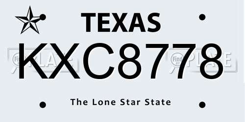 KXC8778 Texas License Plate