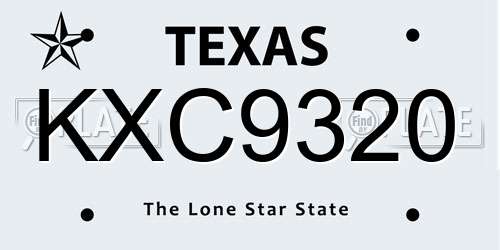 KXC9320 Texas License Plate