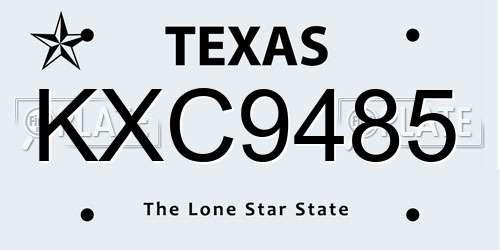 KXC9485 Texas License Plate