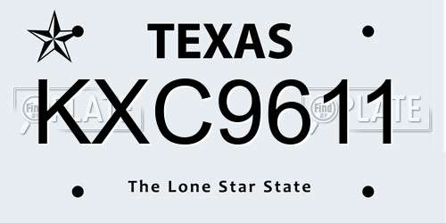 KXC9611 Texas License Plate