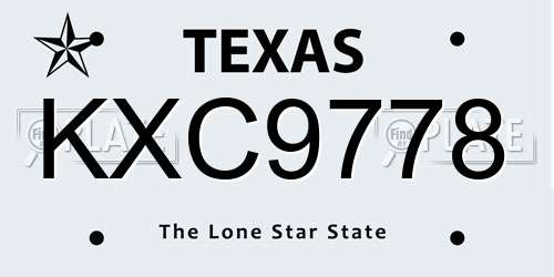 KXC9778 Texas License Plate
