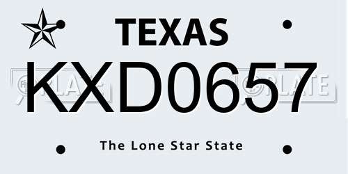 KXD0657 Texas License Plate
