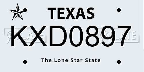 KXD0897 Texas License Plate