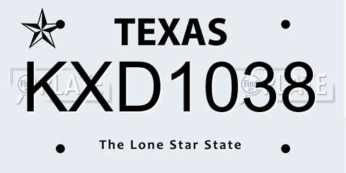KXD1038 Texas License Plate