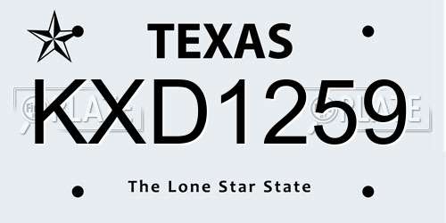 KXD1259 Texas License Plate