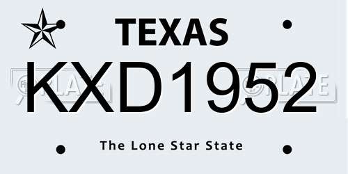 KXD1952 Texas License Plate