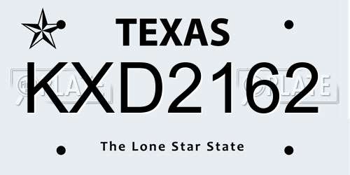KXD2162 Texas License Plate