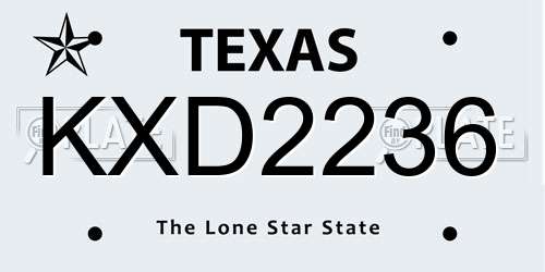 KXD2236 Texas License Plate