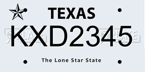 KXD2345 Texas License Plate
