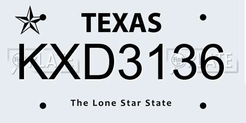 KXD3136 Texas License Plate