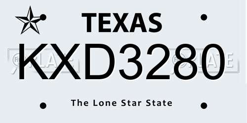 KXD3280 Texas License Plate