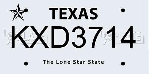 KXD3714 Texas License Plate