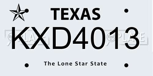 KXD4013 Texas License Plate