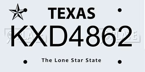 KXD4862 Texas License Plate