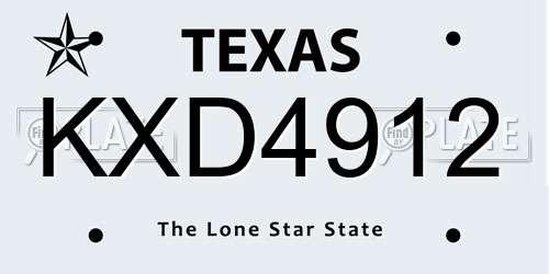 KXD4912 Texas License Plate