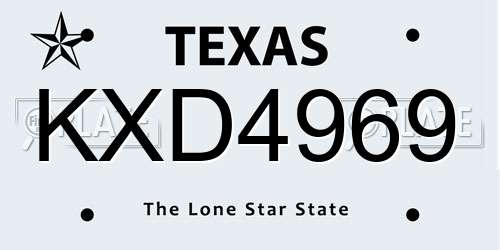 KXD4969 Texas License Plate