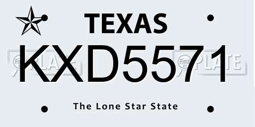 KXD5571 Texas License Plate