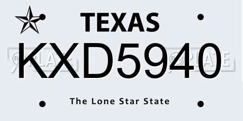 KXD5940 Texas License Plate