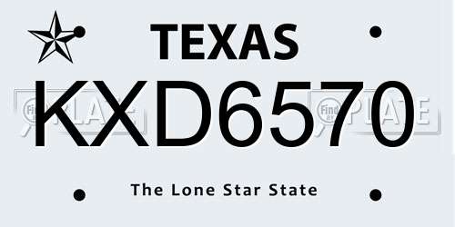 KXD6570 Texas License Plate