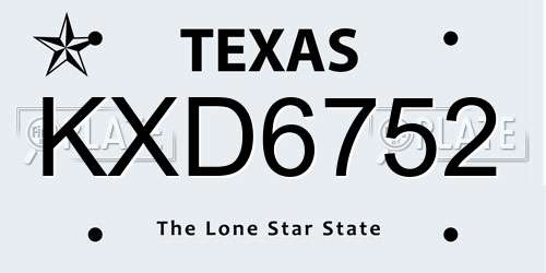 KXD6752 Texas License Plate