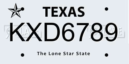 KXD6789 Texas License Plate